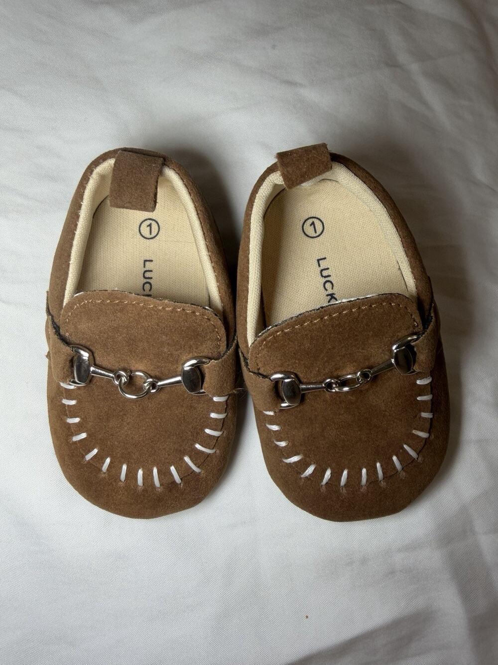 Lucky Brand Baby Loafers/ Moccasins Brown Faux Leather Unisex Size 1 (3-6 MOS)